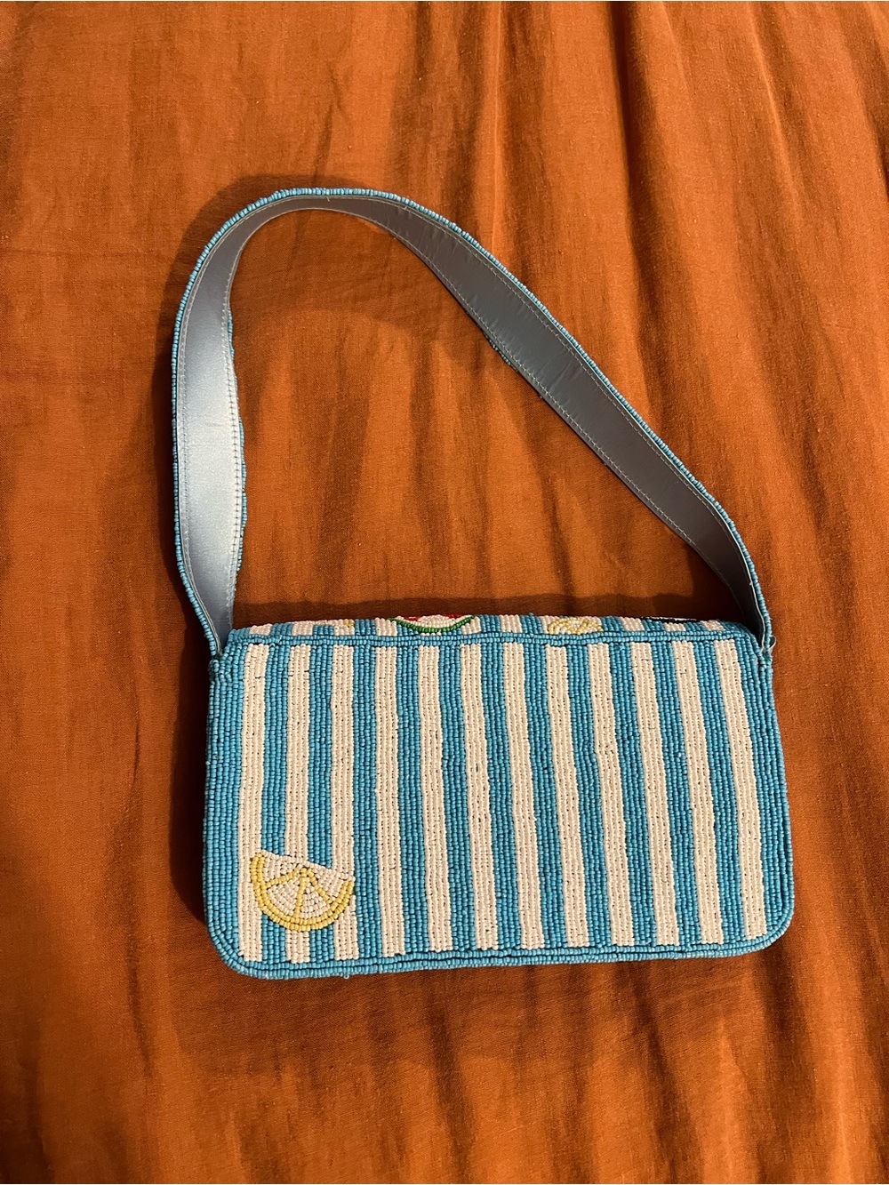 Coastal Beaded Blue and White Shoulder Bag - Picture 2 of 5